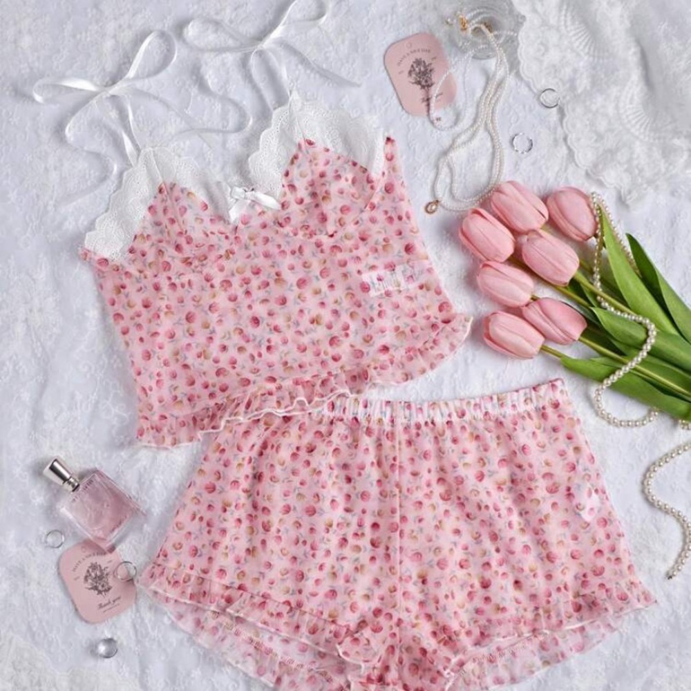| Coquette | See Through PJ Set | Floral | Ribbon |